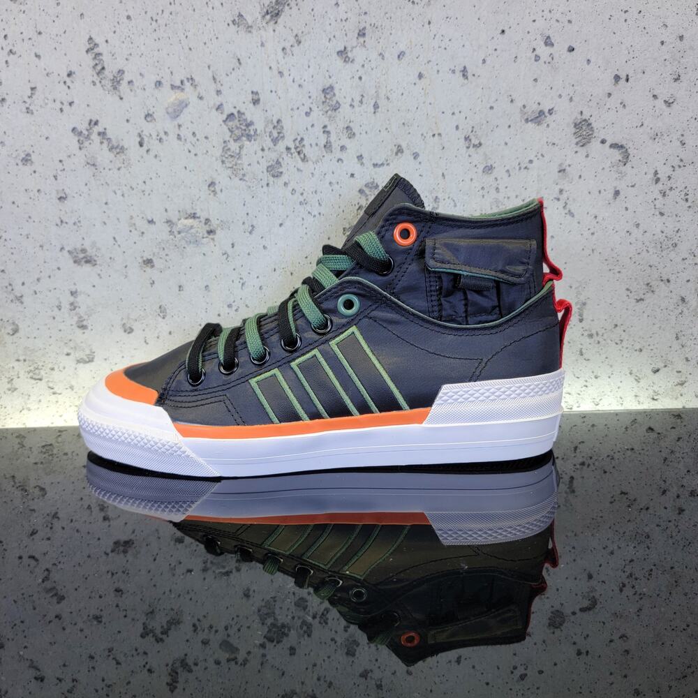 New Adidas Originals Nizza Hi DL Men's Size 7.5 Black Green Orange Shoes GZ2653.